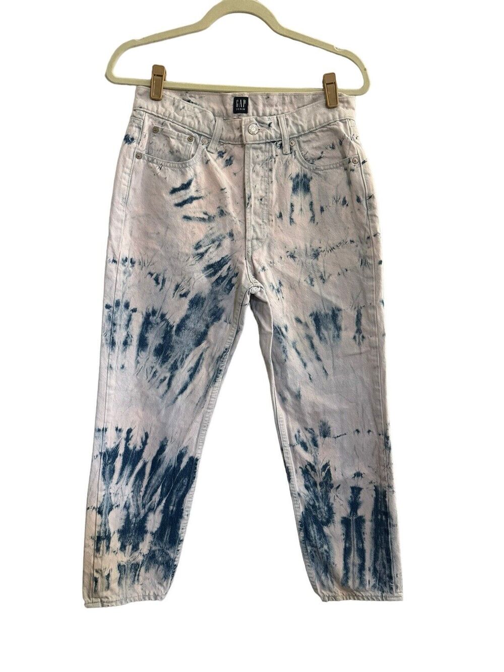 Gap Womens 6 Cheeky Straight Tie Dye Denim High Rise HEMMED 25 1/2” Inseam #2354